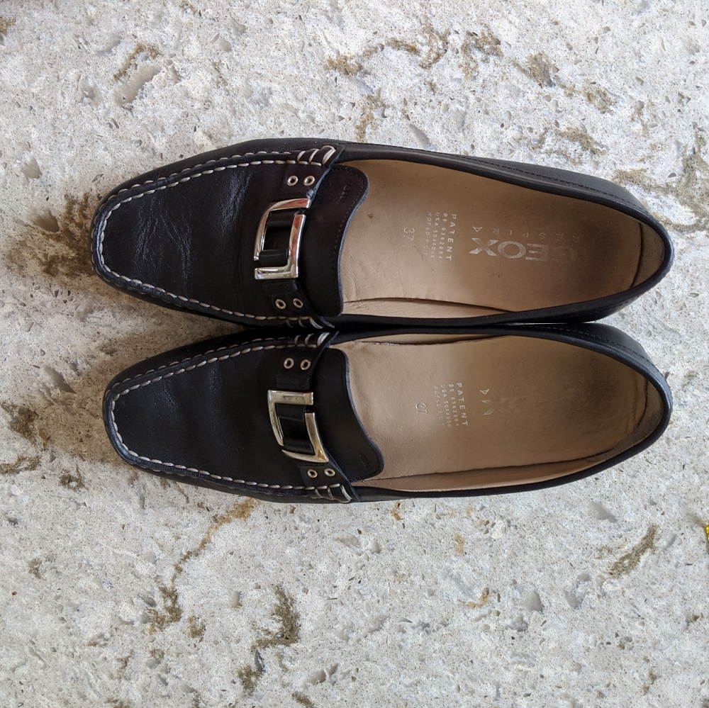 Geox black leather driving moc size 7 / EU 37